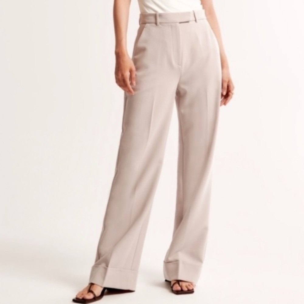Abercrombie & Fitch Tailored Cuffed Hem Wide Leg Pants